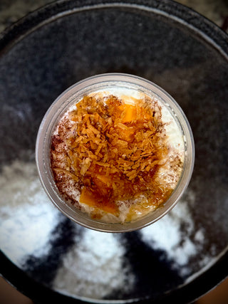 Coconut Rice Pudding with Mango & Sumac Olive Oil (V/GF)