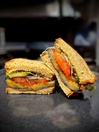 Eggplant Roasted Garlic Hummus on Multigrain Sandwich (DF/Veg)